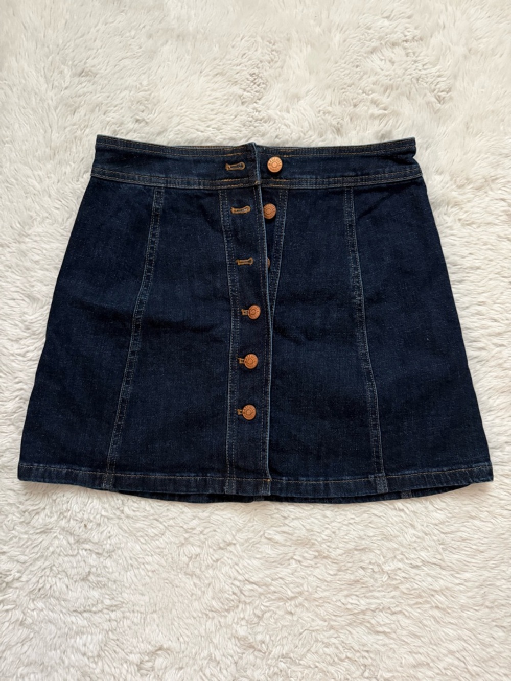 Madewell Dark Blue Denim Button-Front Mini Skirt